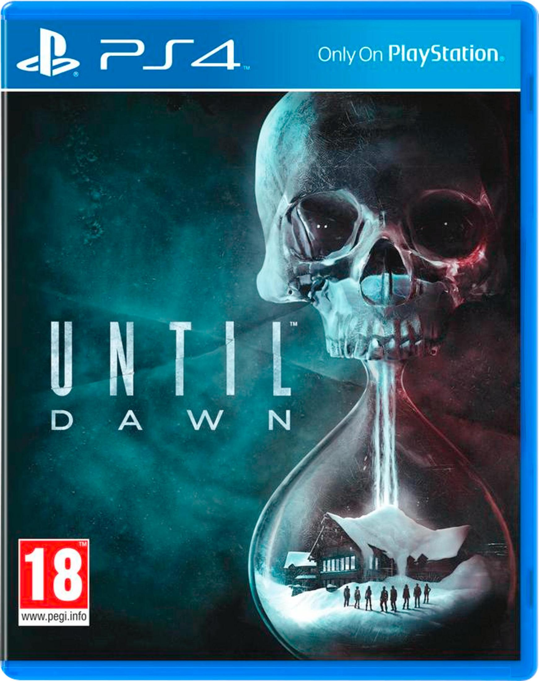 PS4 Spielcover mit Totenkopf, Sanduhr, Schneehaus und 18-Siegel.