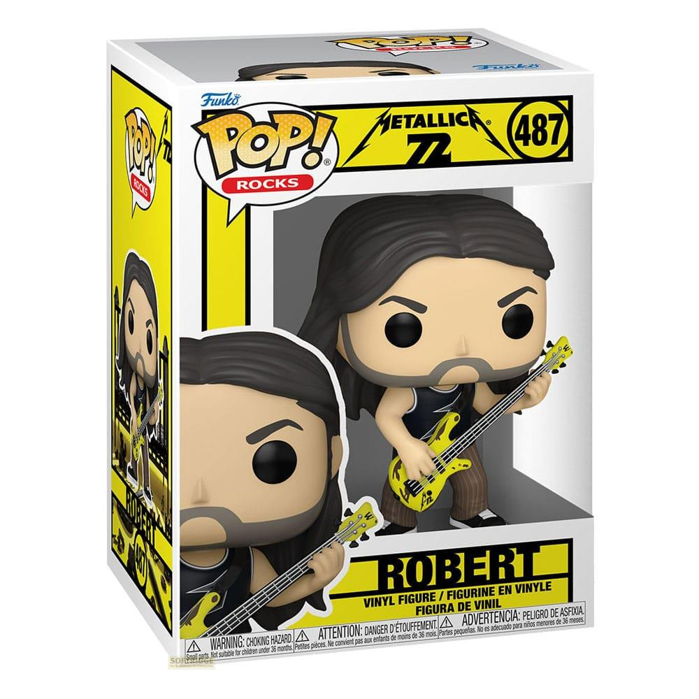 Figura Funko Pop! de vinilo de Robert Trujillo tocando guitarra eléctrica.