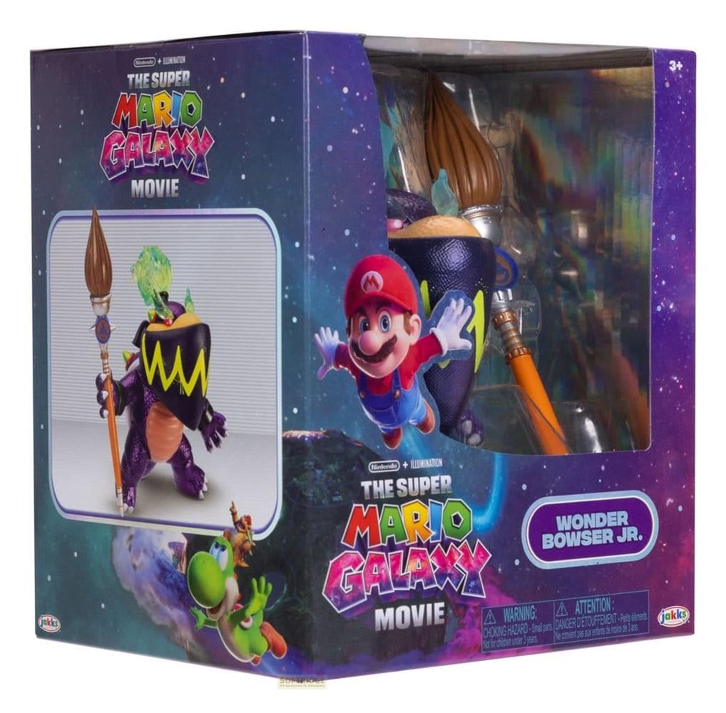 El embalaje del juguete Super Mario Galaxy Movie muestra a Mario y Bowser Jr.