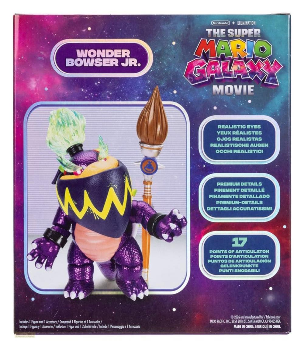 Empaque de figura de acción de Wonder Bowser Jr. para la película Super Mario Galaxy.