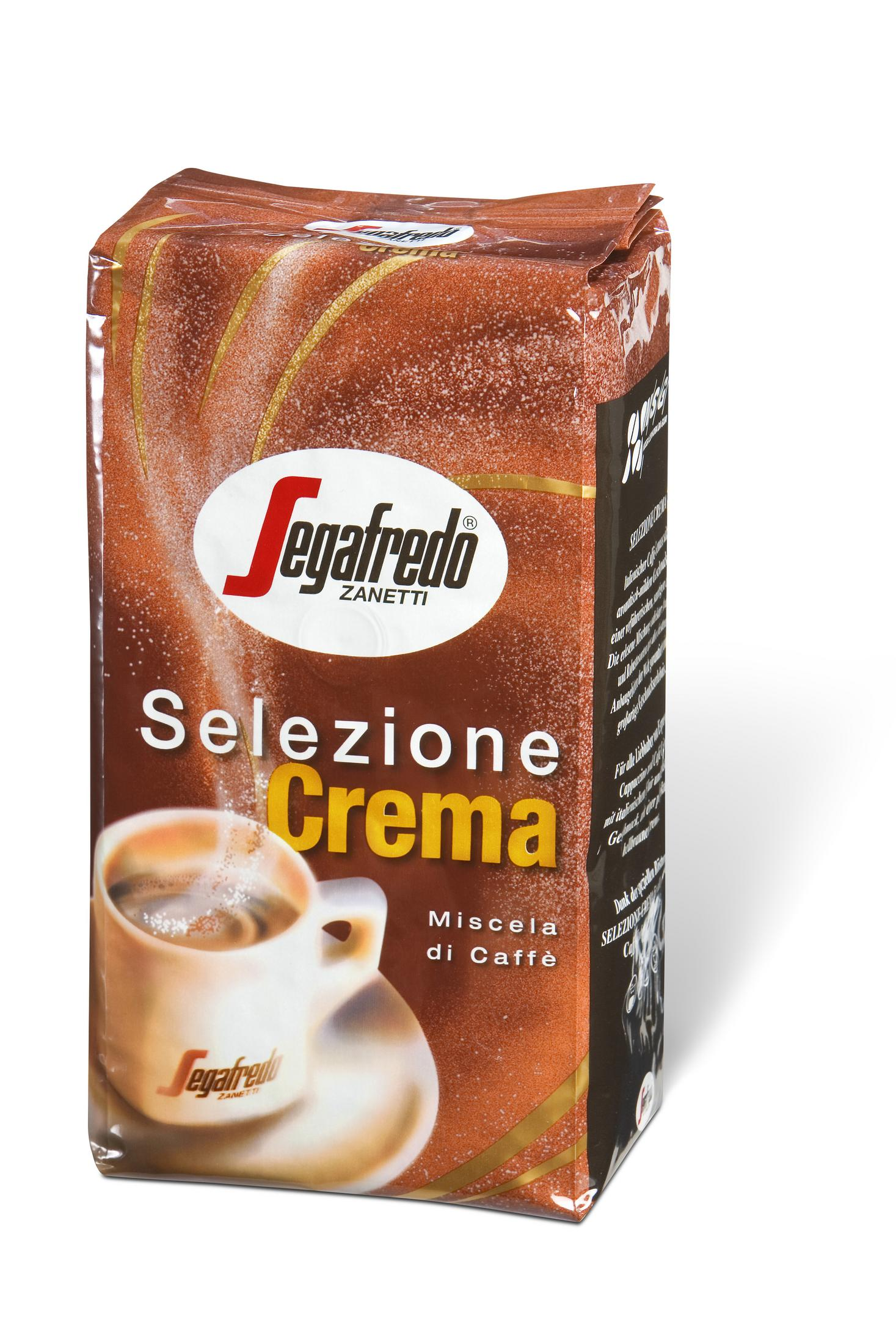 Confezione di caffè Segafredo Selezione Crema con tazza di caffè.
