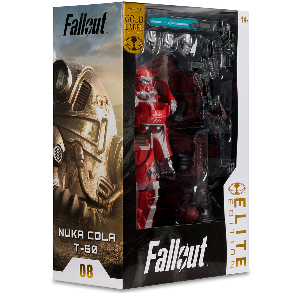 Verpackung für eine Fallout T-50 Nuka Cola Figur mit Zubehör.