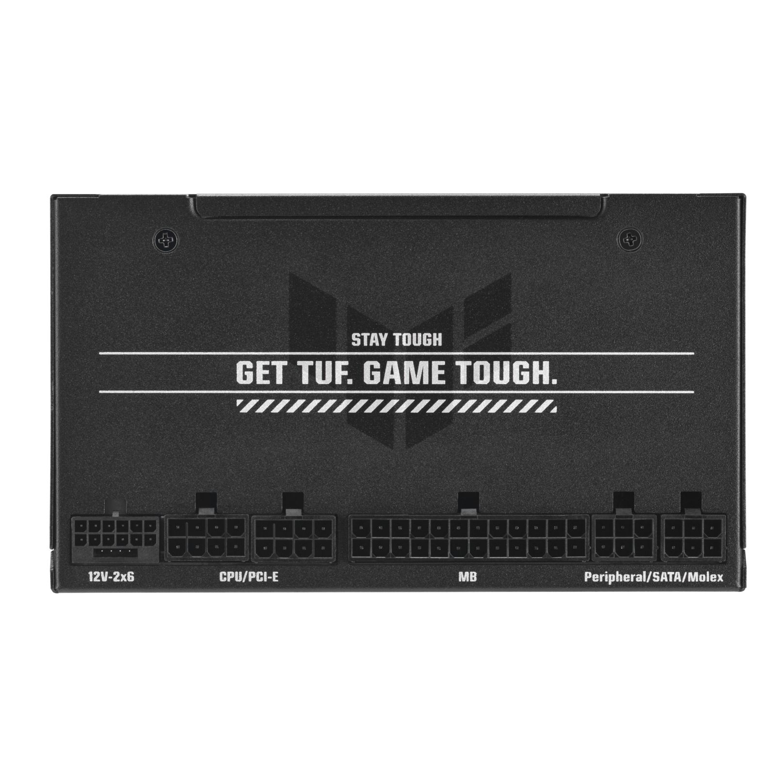 Alimentatore nero con etichette: 12V-2x6, CPU/PCI-E, MB, Periferica/SATA/Molex.
