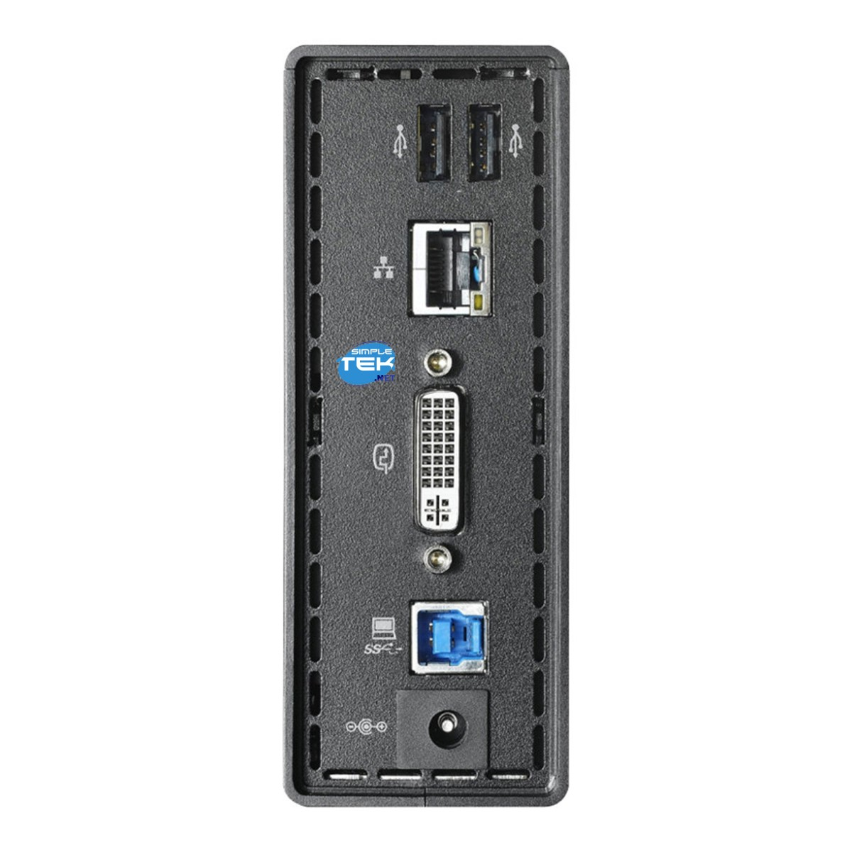 Retro di un dispositivo con porte USB, di rete e DVI.
