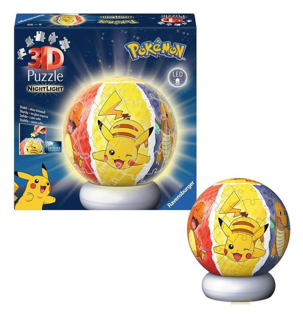 Une veilleuse puzzle 3D mettant en vedette Pikachu et d'autres Pokémon.