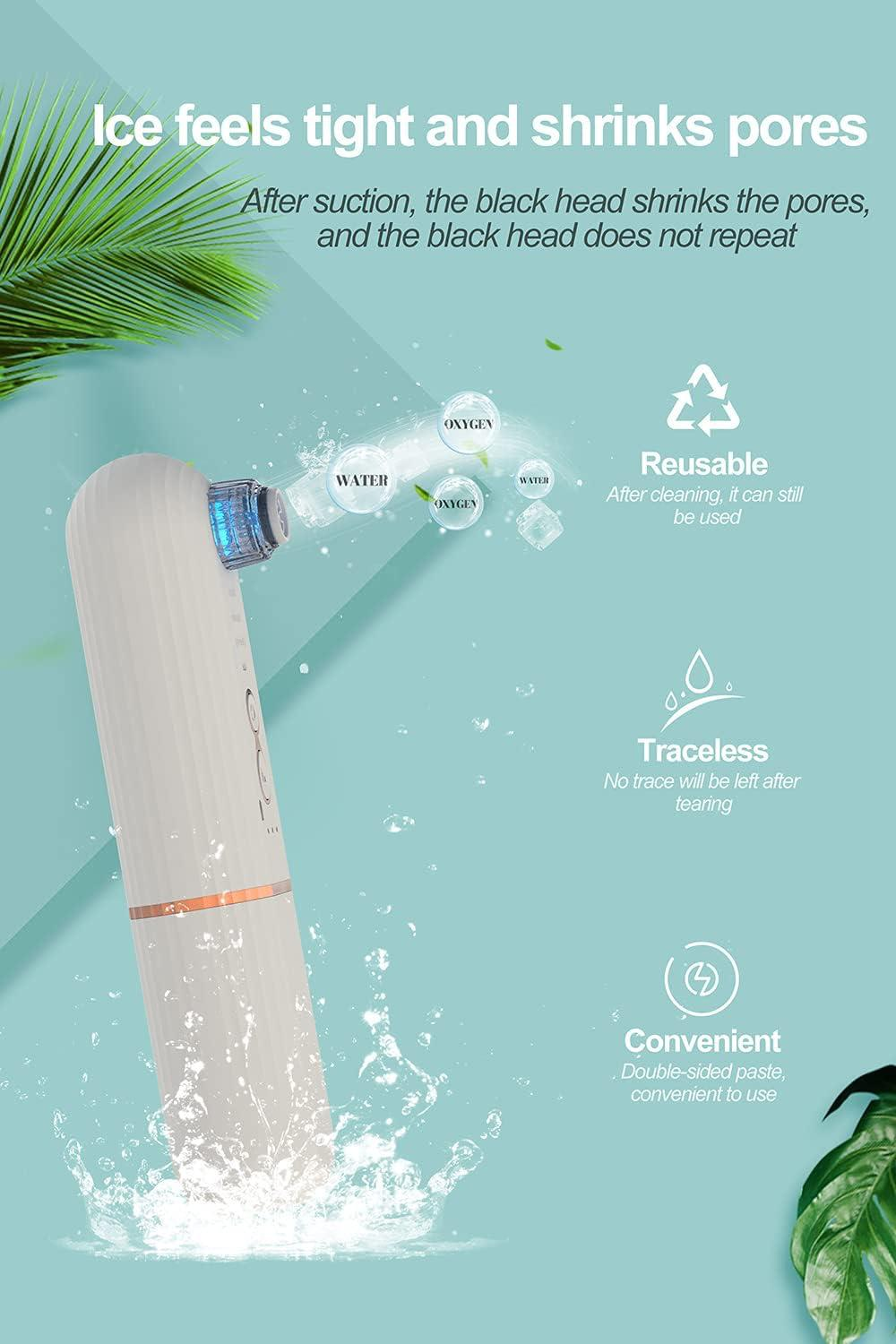 Ein weißes Hautpflegegerät mit Wasserspritzern und Blasen.