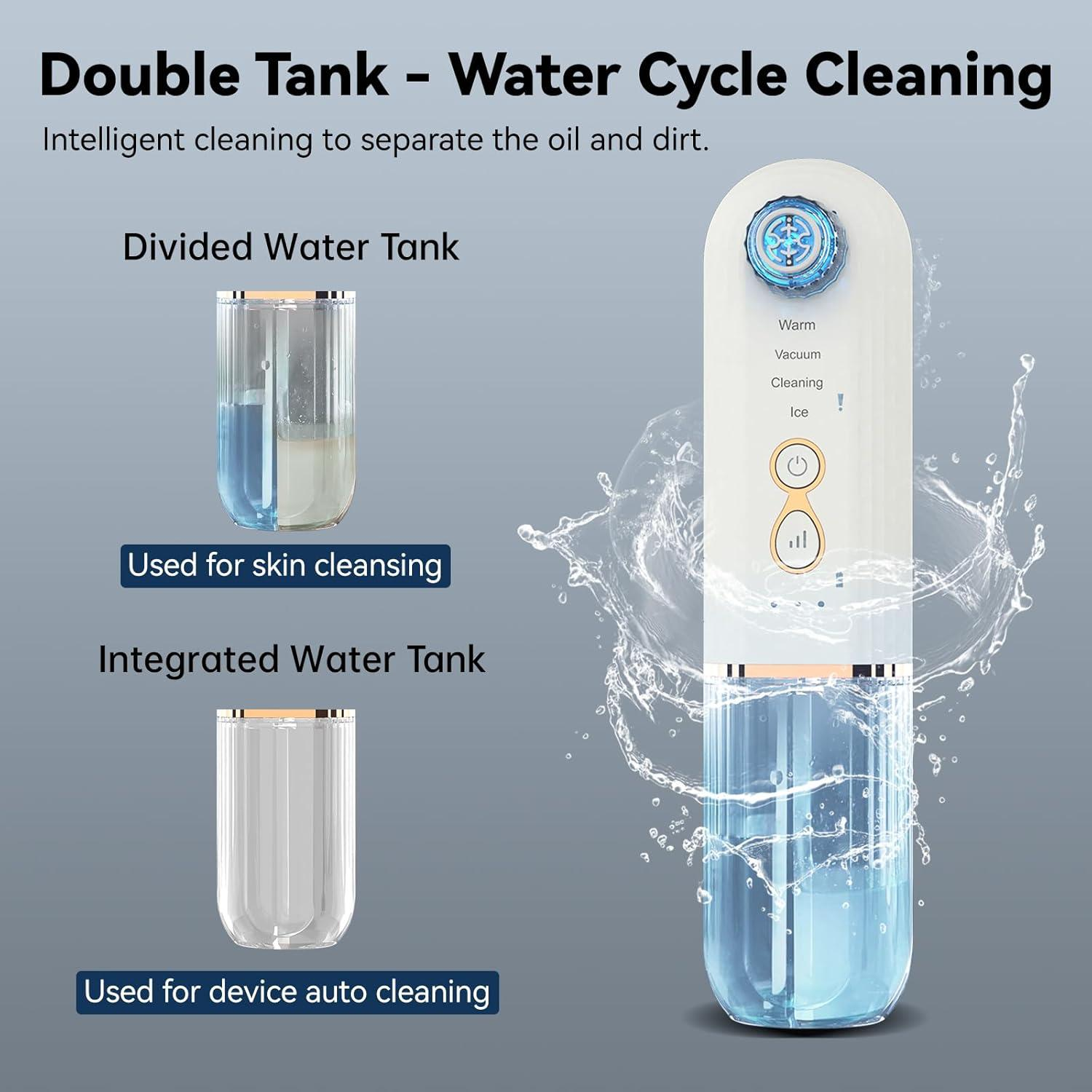 Ein Reinigungsgerät mit zwei Tanks für Wasserzyklusreinigung, mit separaten Behältern.