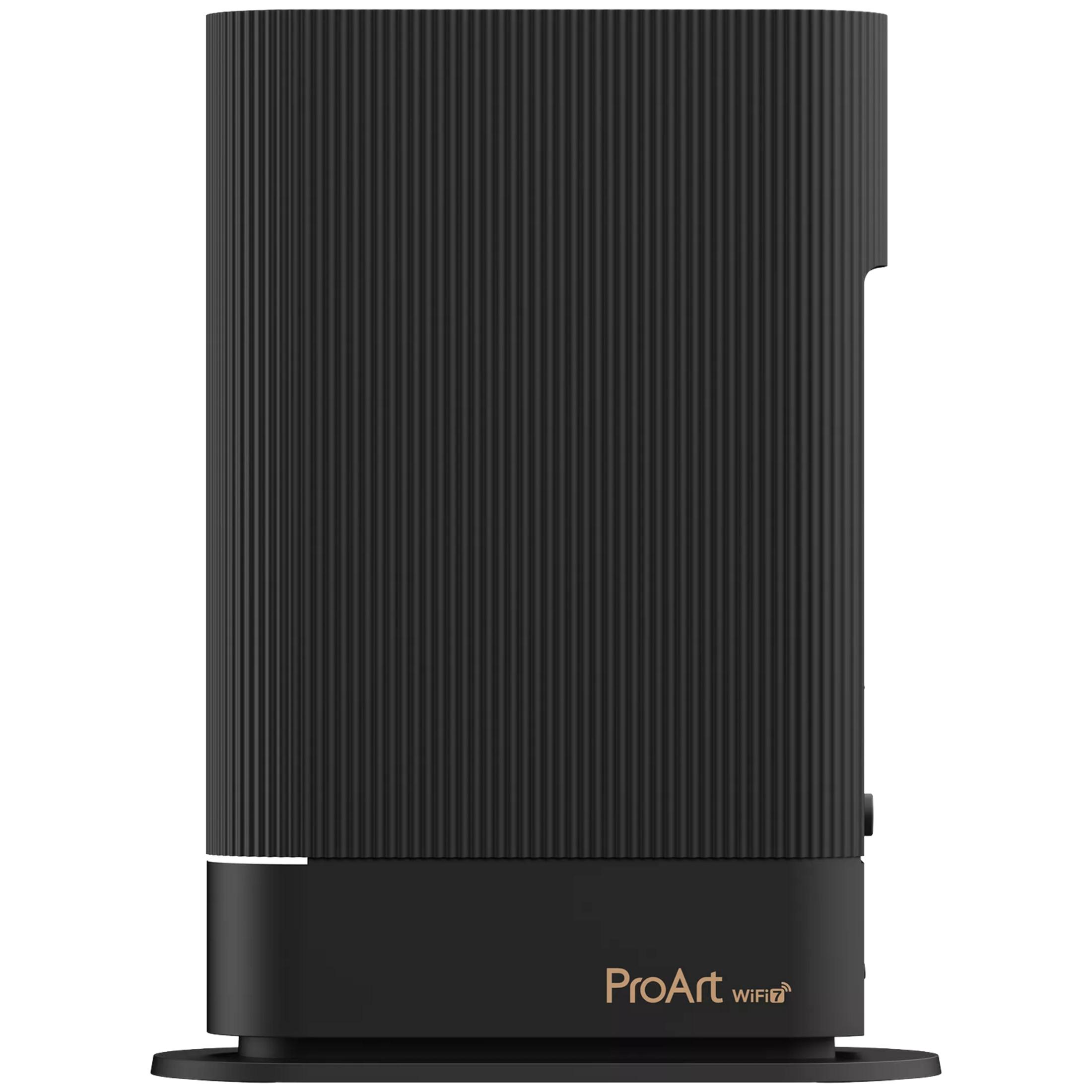Routeur noir avec rainures verticales et logo ProArt WiFi 7.