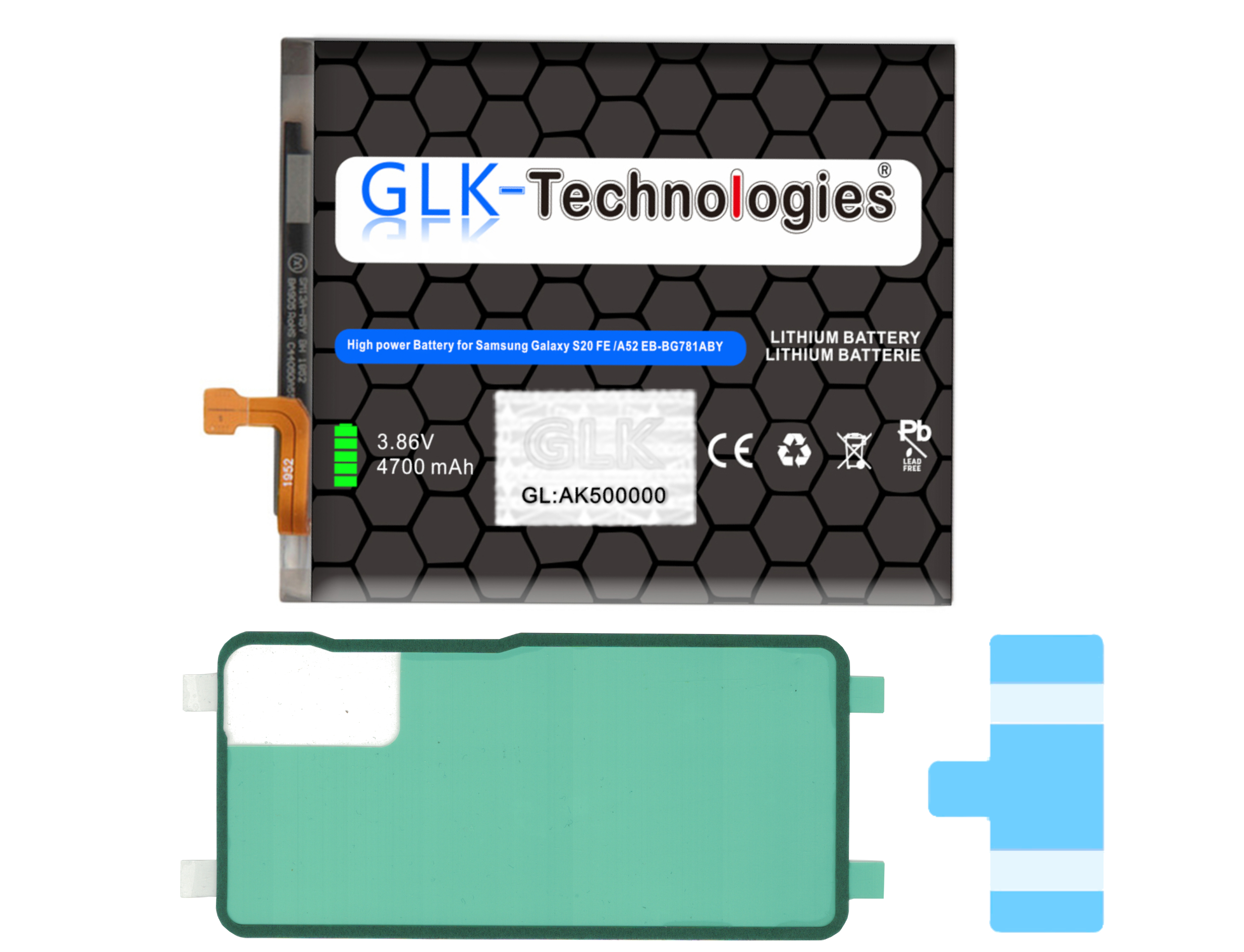 Lithiumbatterie für Samsung Galaxy S20 FE/A52, 3,86V, 4700 mAh.