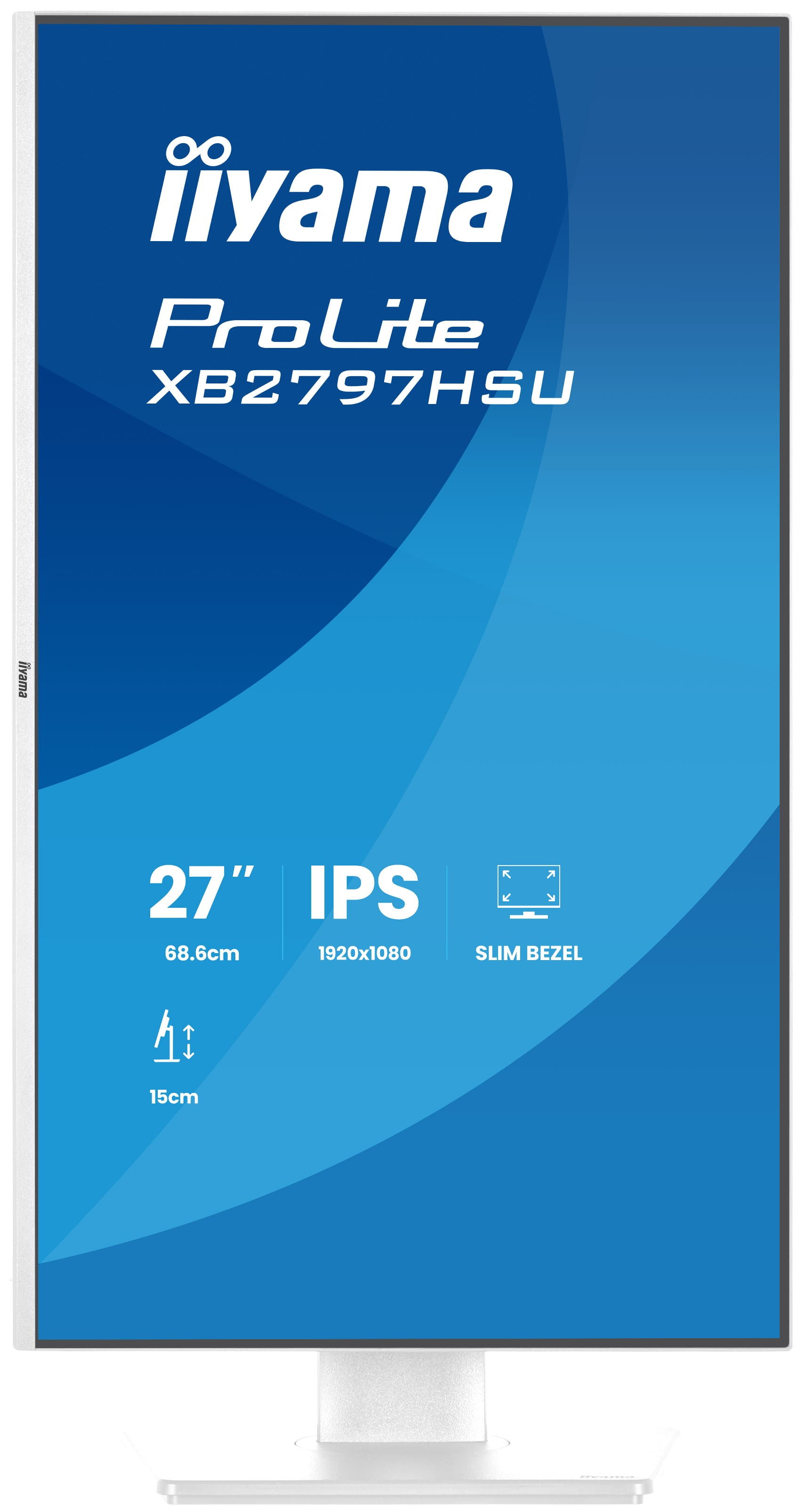 Monitor IPS 27" z wąską ramką i regulacją wysokości.