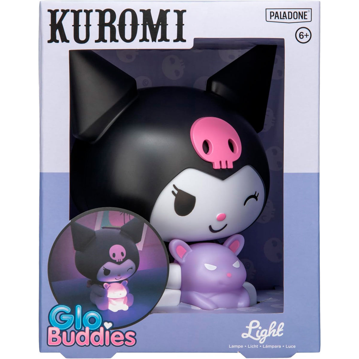 Figurka Kuromi z małym fioletowym króliczkiem, w pudełku.