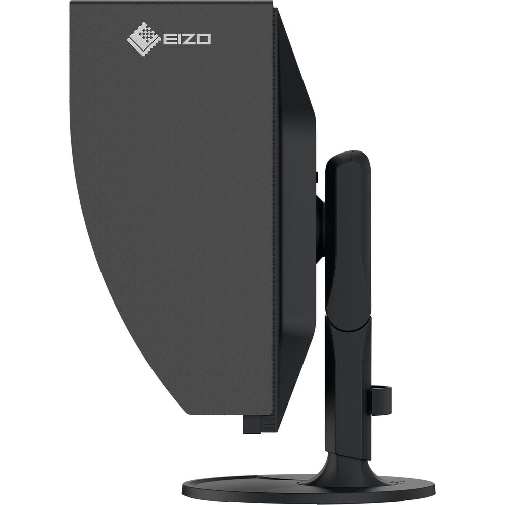 Monitor nero con logo EIZO a sinistra, su supporto.