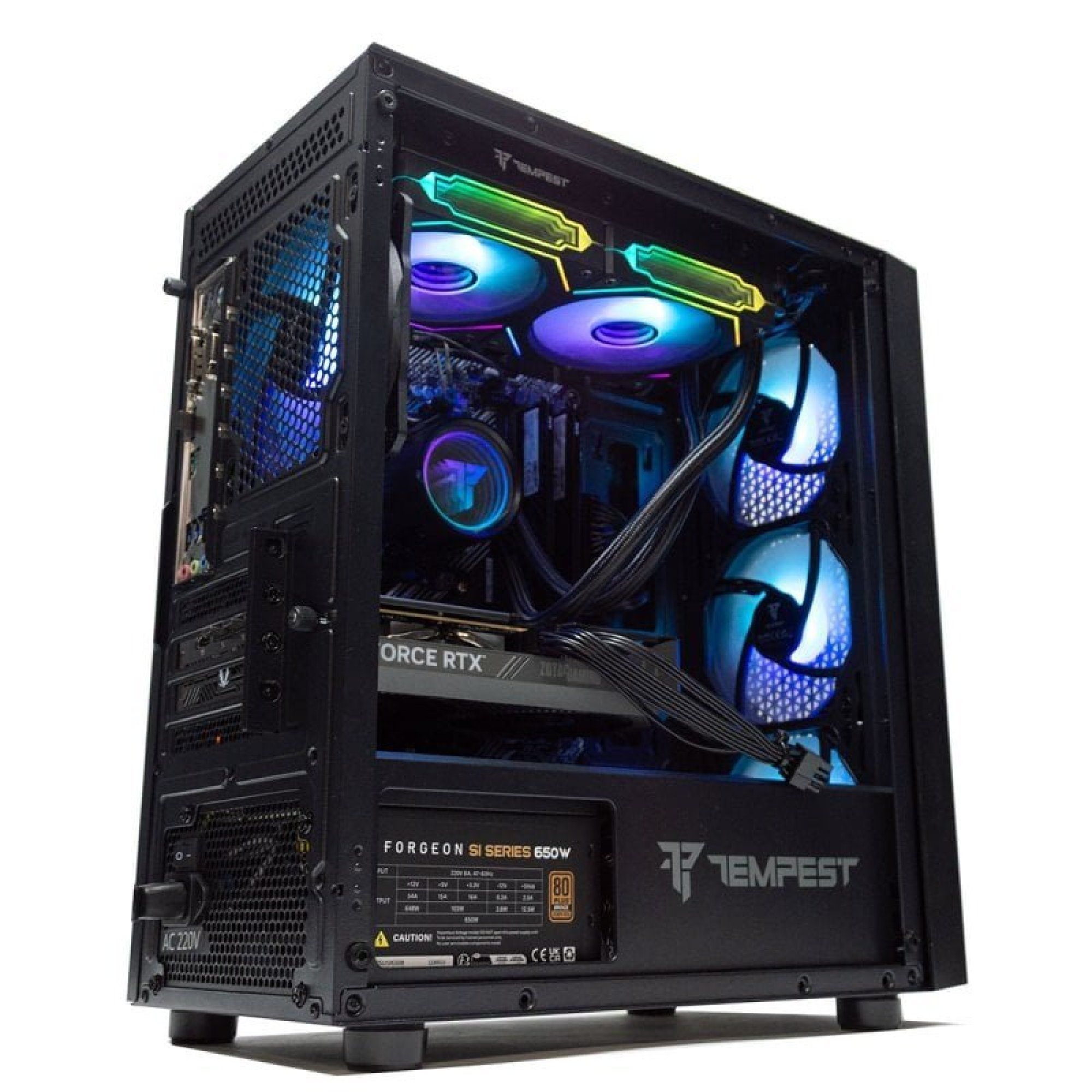 Case PC nero con ventole RGB e adesivo alimentatore.