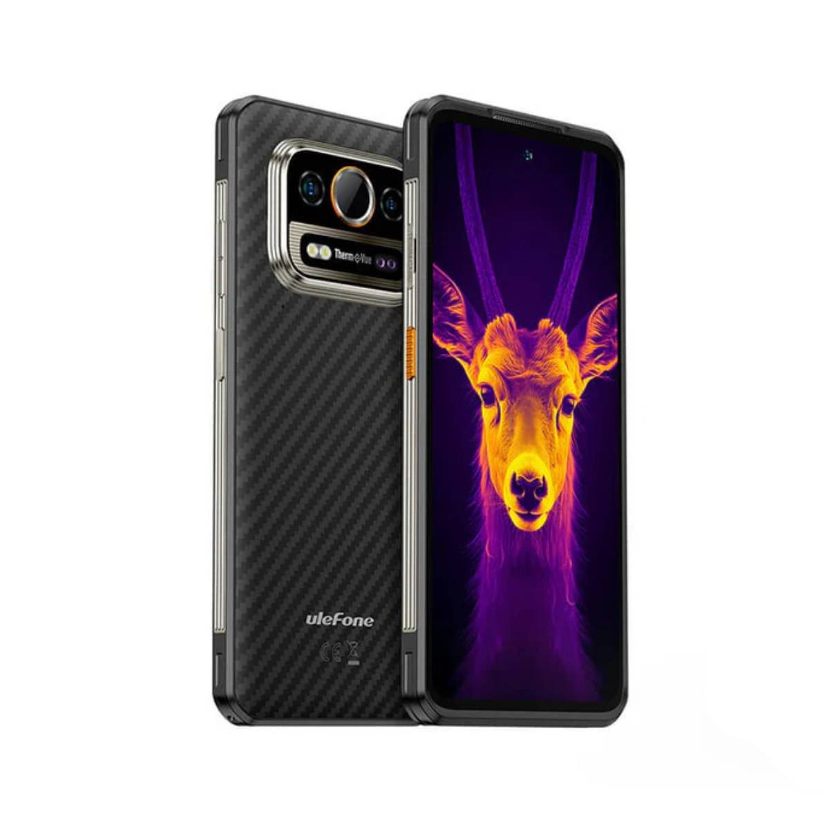 Smartphone robusto con termocamera e un cervo sullo schermo.