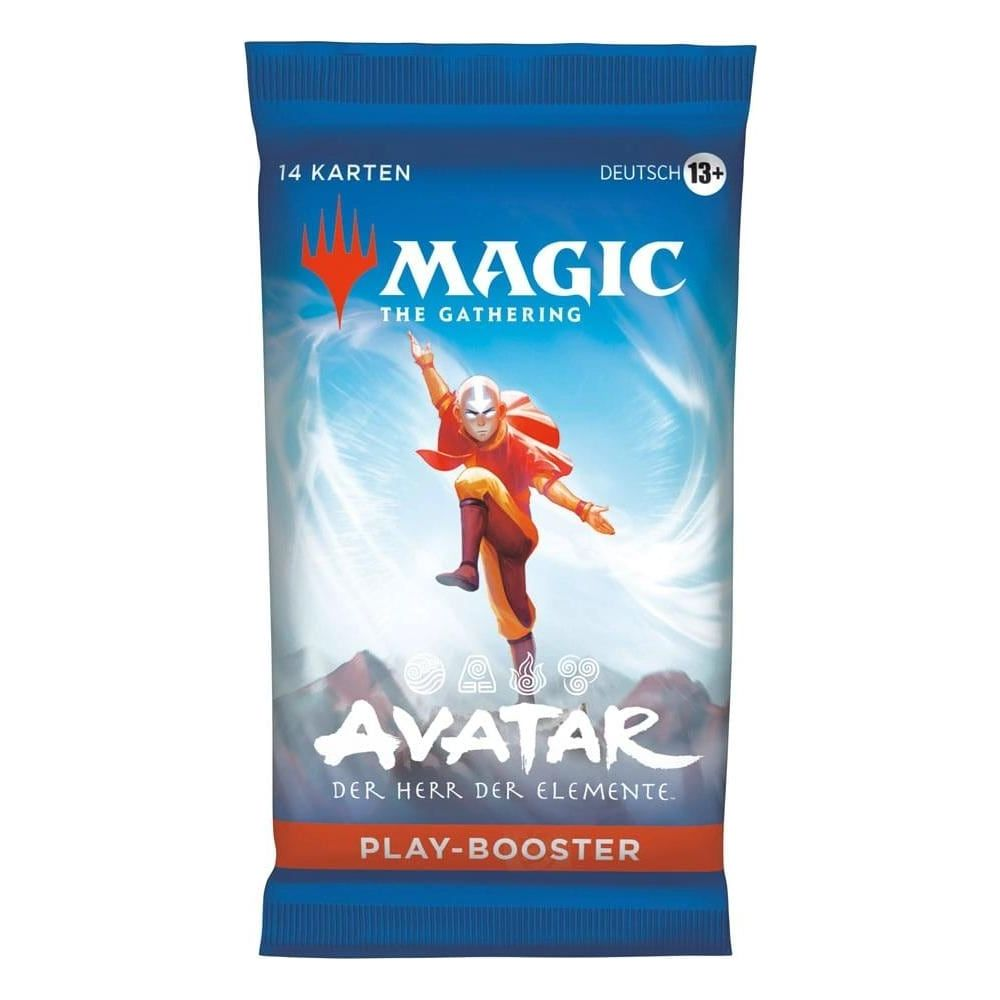 Paquet Magic The Gathering Avatar Play-Booster avec Aang en action.