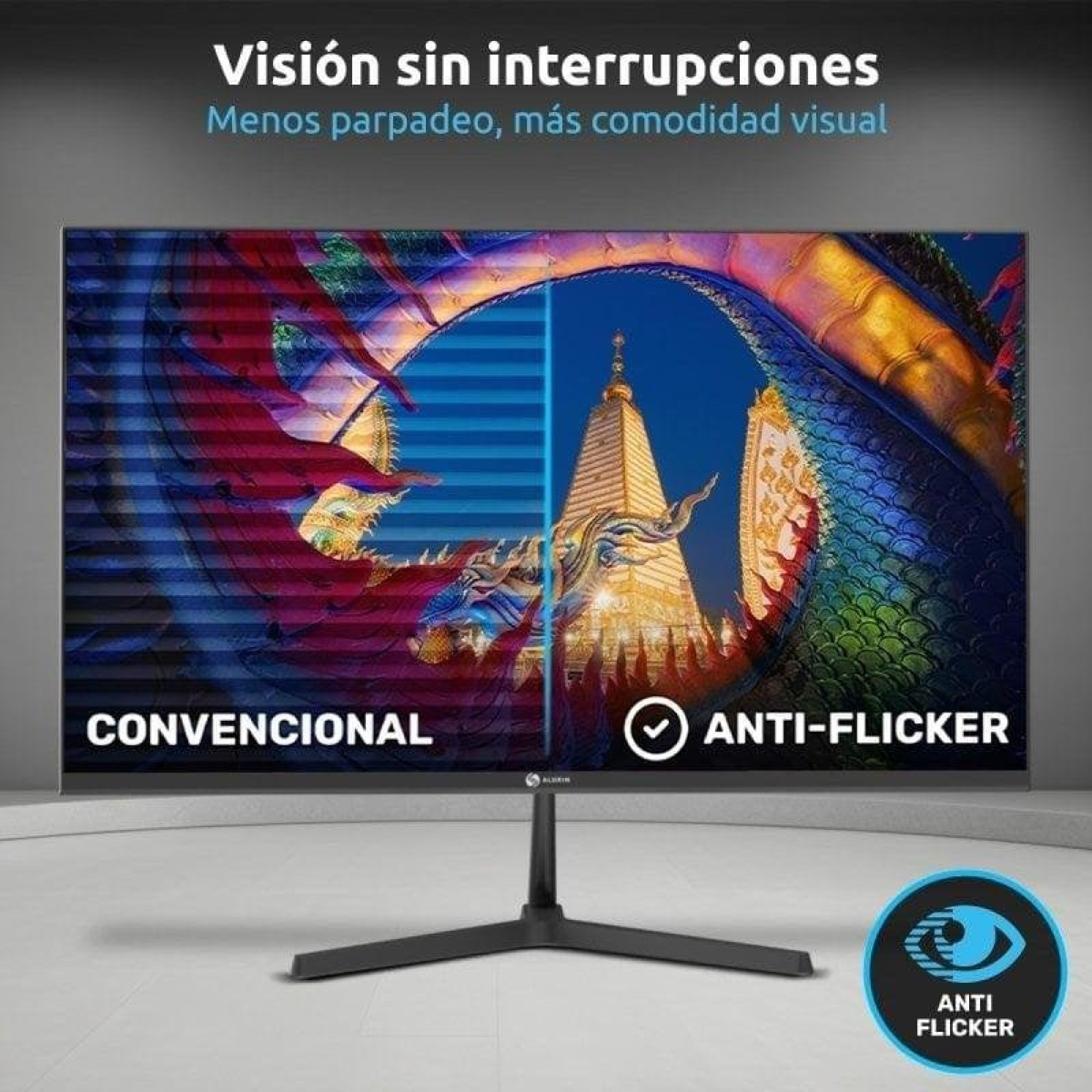Monitor con effetti visivi, convenzionale contro anti-sfarfallio.