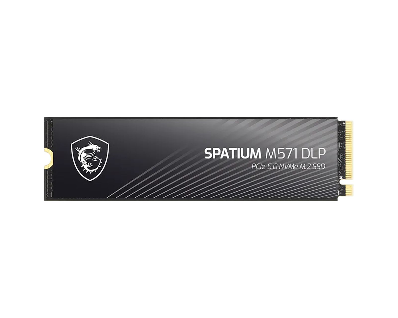 SSD M.2 nera con logo MSI e testo 'SPATIUM M571 DLP'.