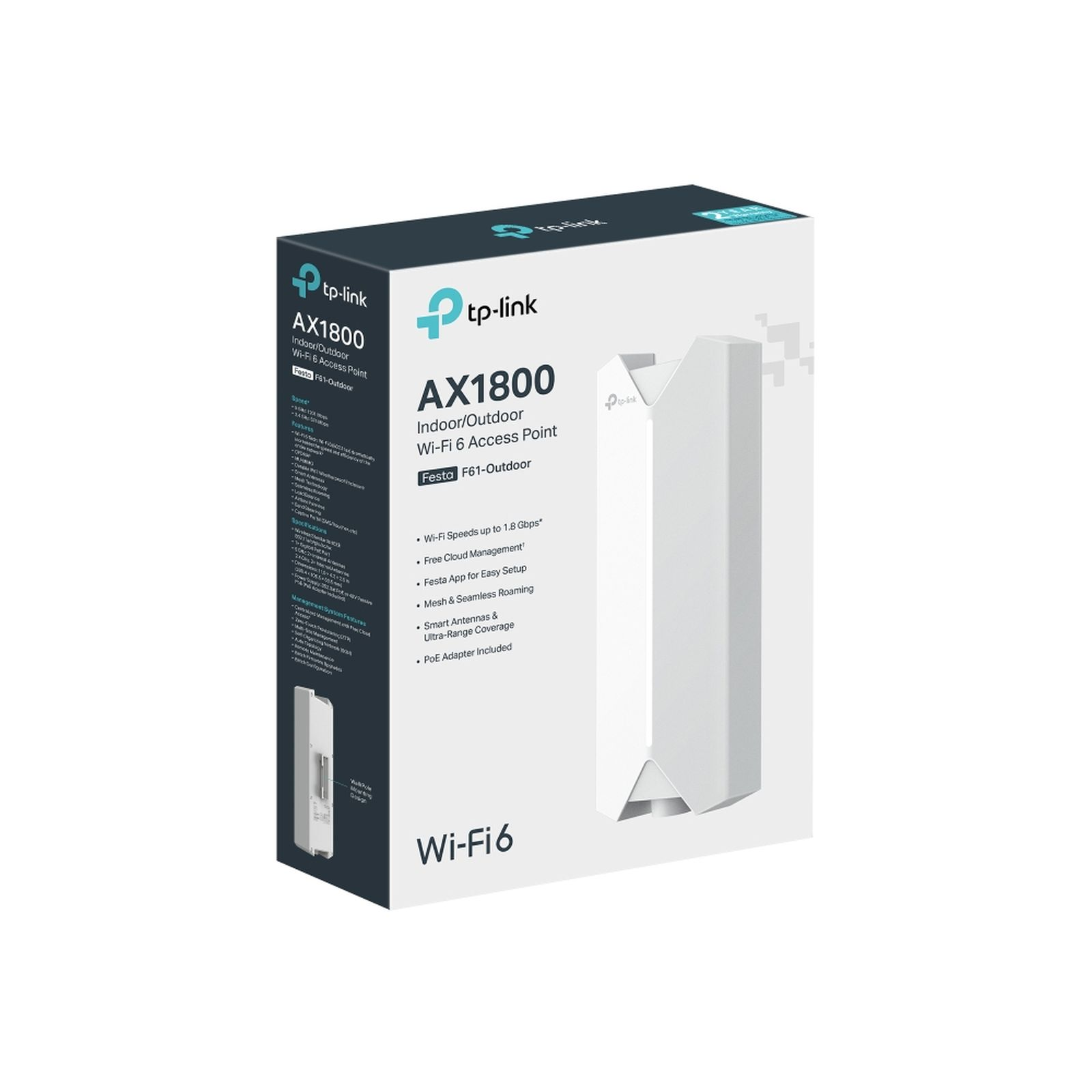 Verpackung eines TP-Link AX1800 Indoor/Outdoor Wi-Fi 6 Access Points.