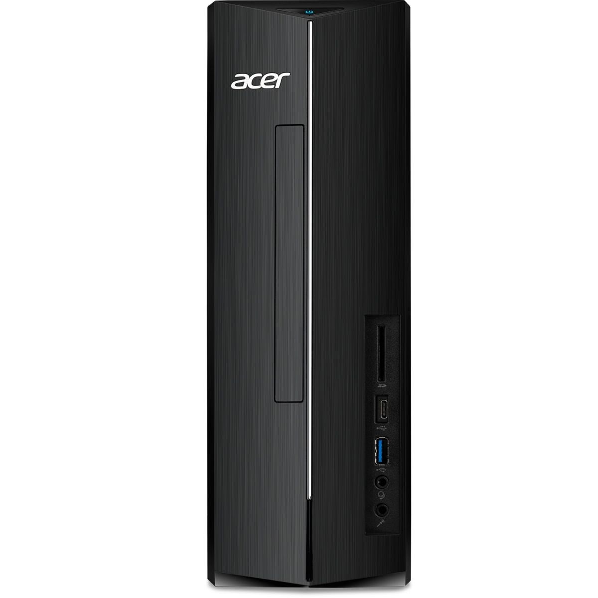 PC Acer nero con finitura spazzolata e porte.