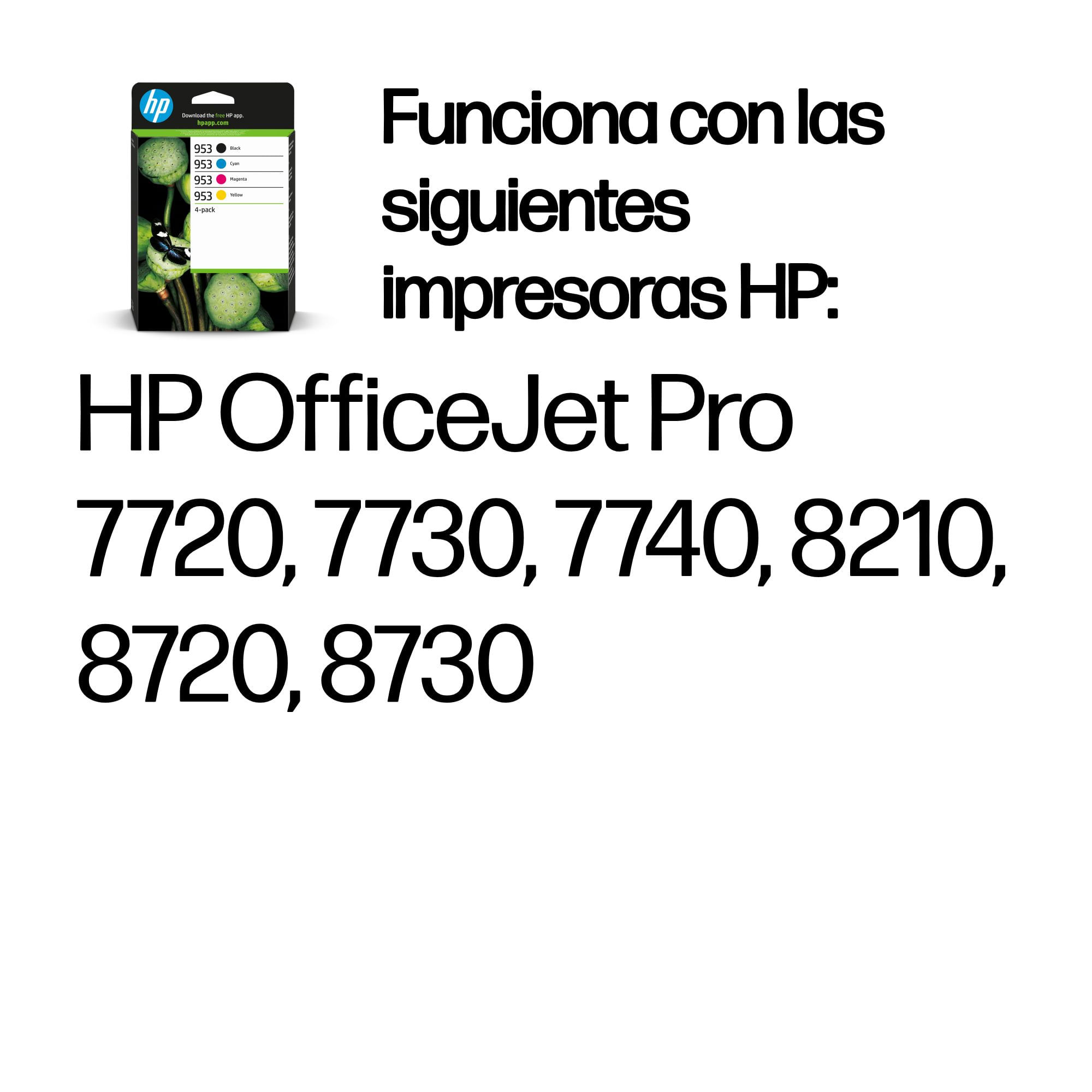 Confezione da 4 cartucce d'inchiostro HP 953 per stampanti HP OfficeJet Pro 7720-8730.