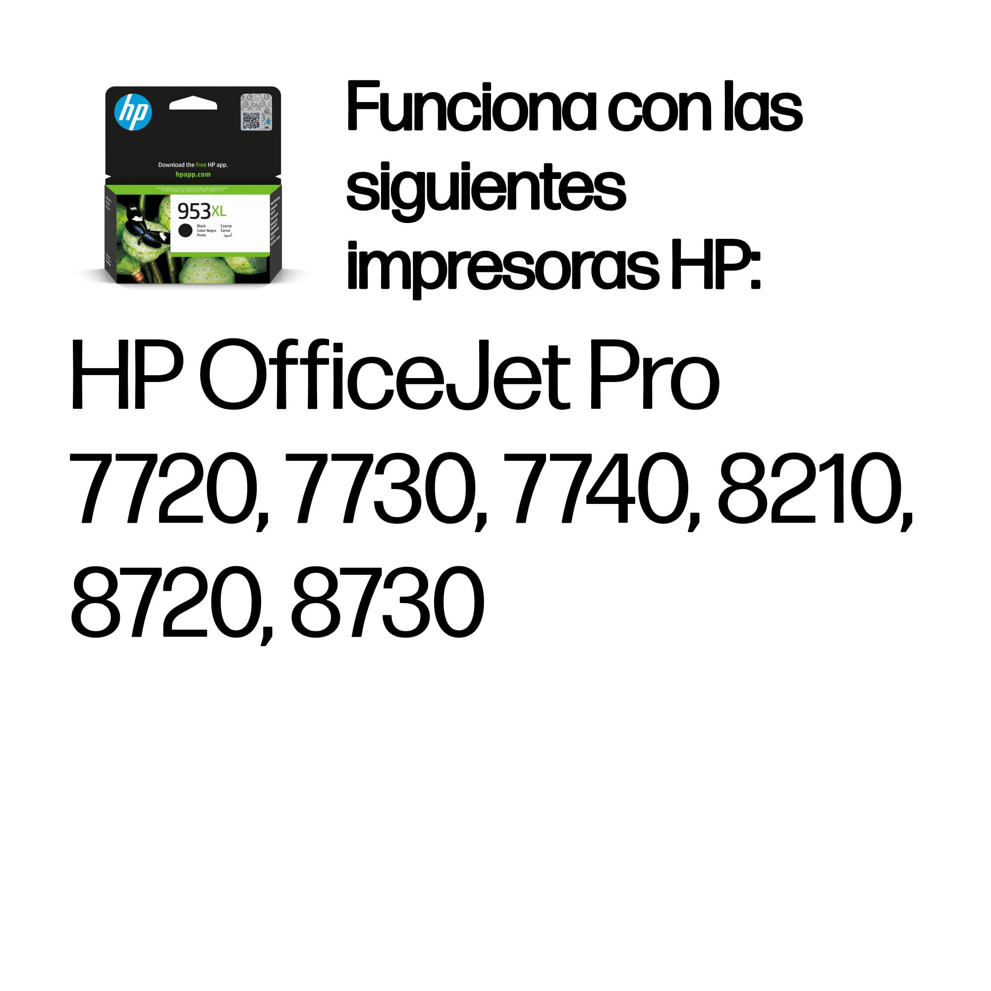 Cartucho de tinta negra HP 953XL compatible con impresoras OfficeJet Pro.