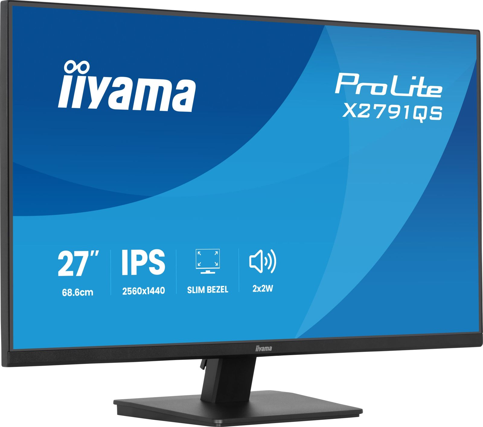 Een 27-inch IPS monitor met 2560x1440 resolutie en een slanke rand.