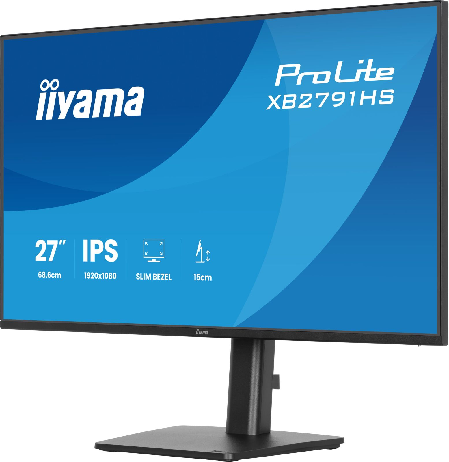 Een zwarte monitor met iiyama-logo en ProLite XB2791HS-tekst.
