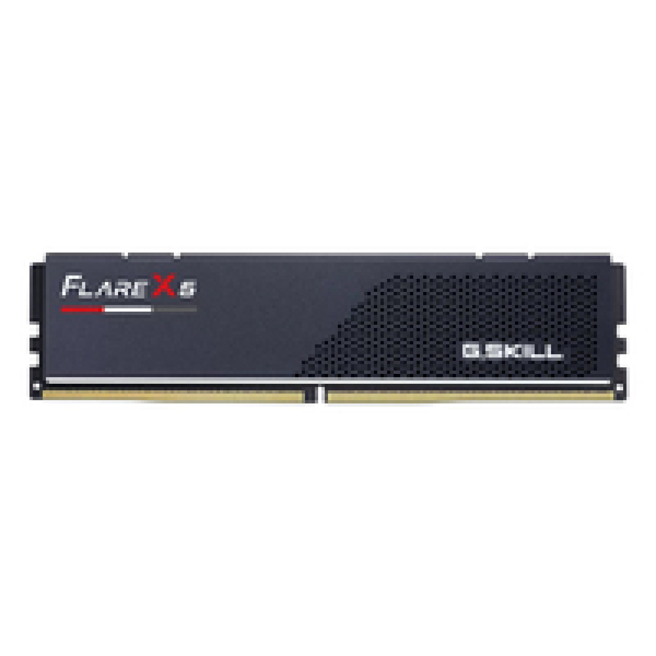 Un modulo RAM G.Skill nero con accento rosso e testo "FLARE X S".