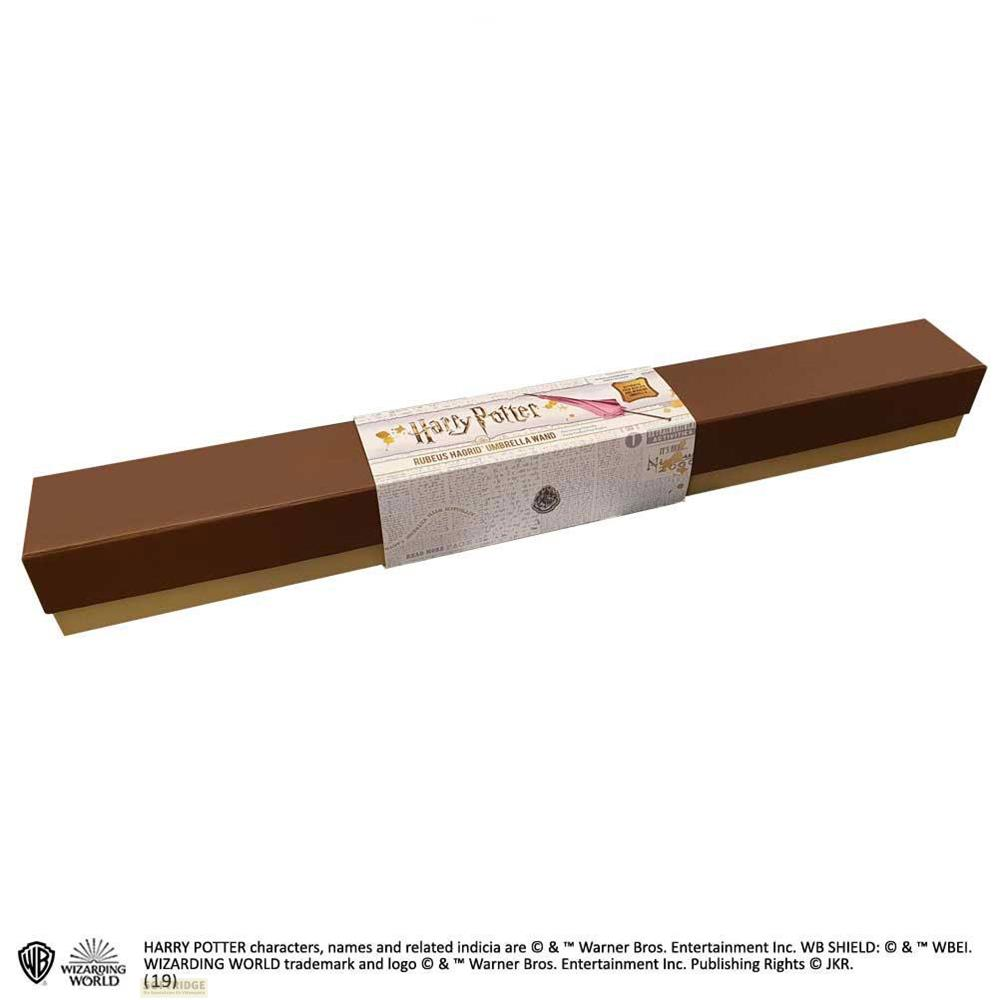 Caja marrón con empaque de varita paraguas Rubeus Hagrid de Harry Potter.