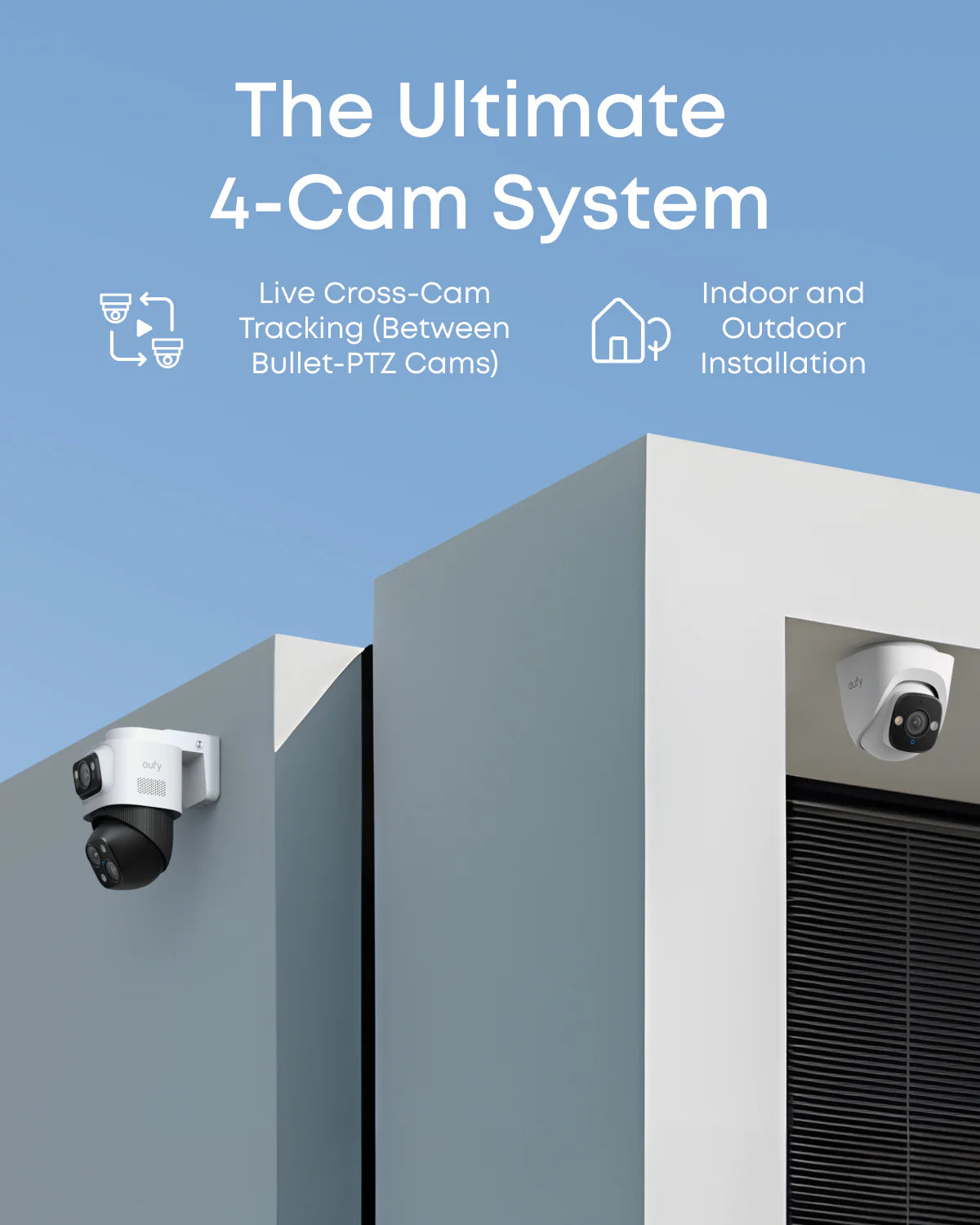 Il sistema definitivo a 4 telecamere con tracciamento intercamera live e installazione interna/esterna.