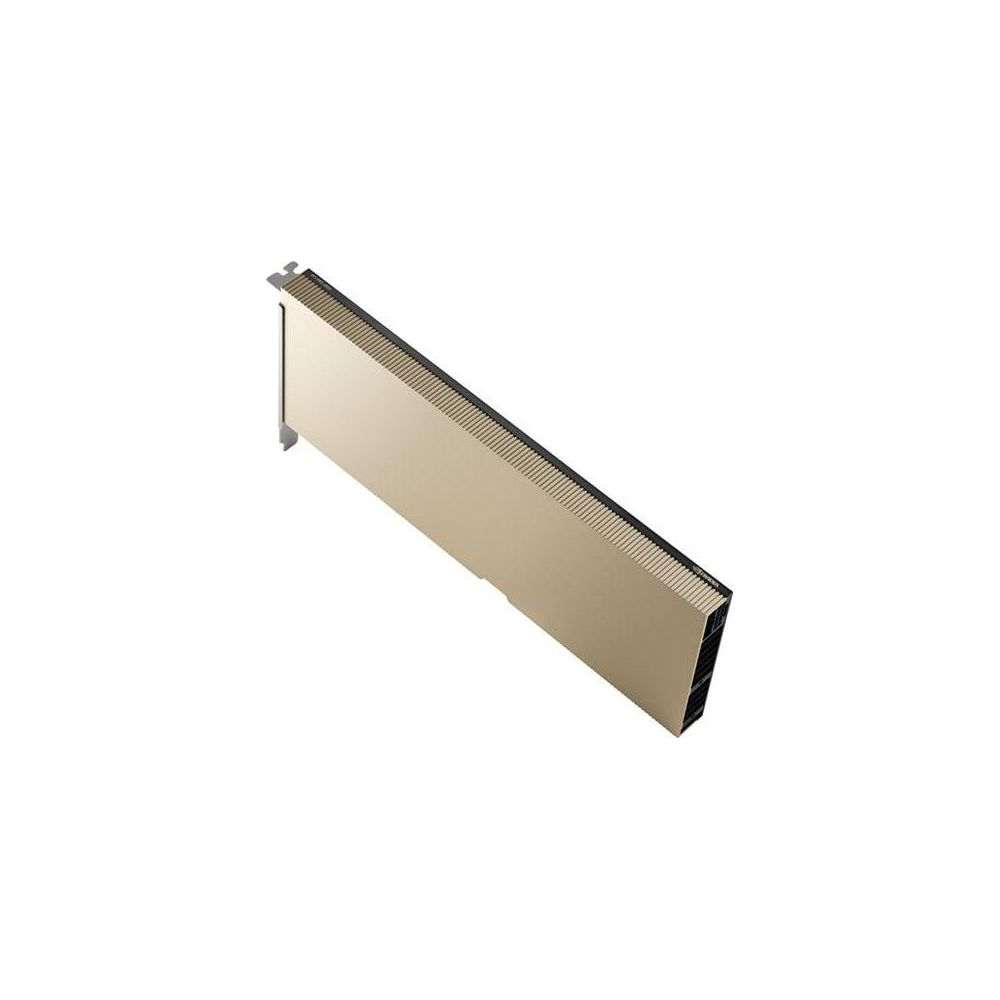 Ein einzelner goldener Server-Beschleuniger mit Lüfterschlitzen auf weißem Hintergrund.
