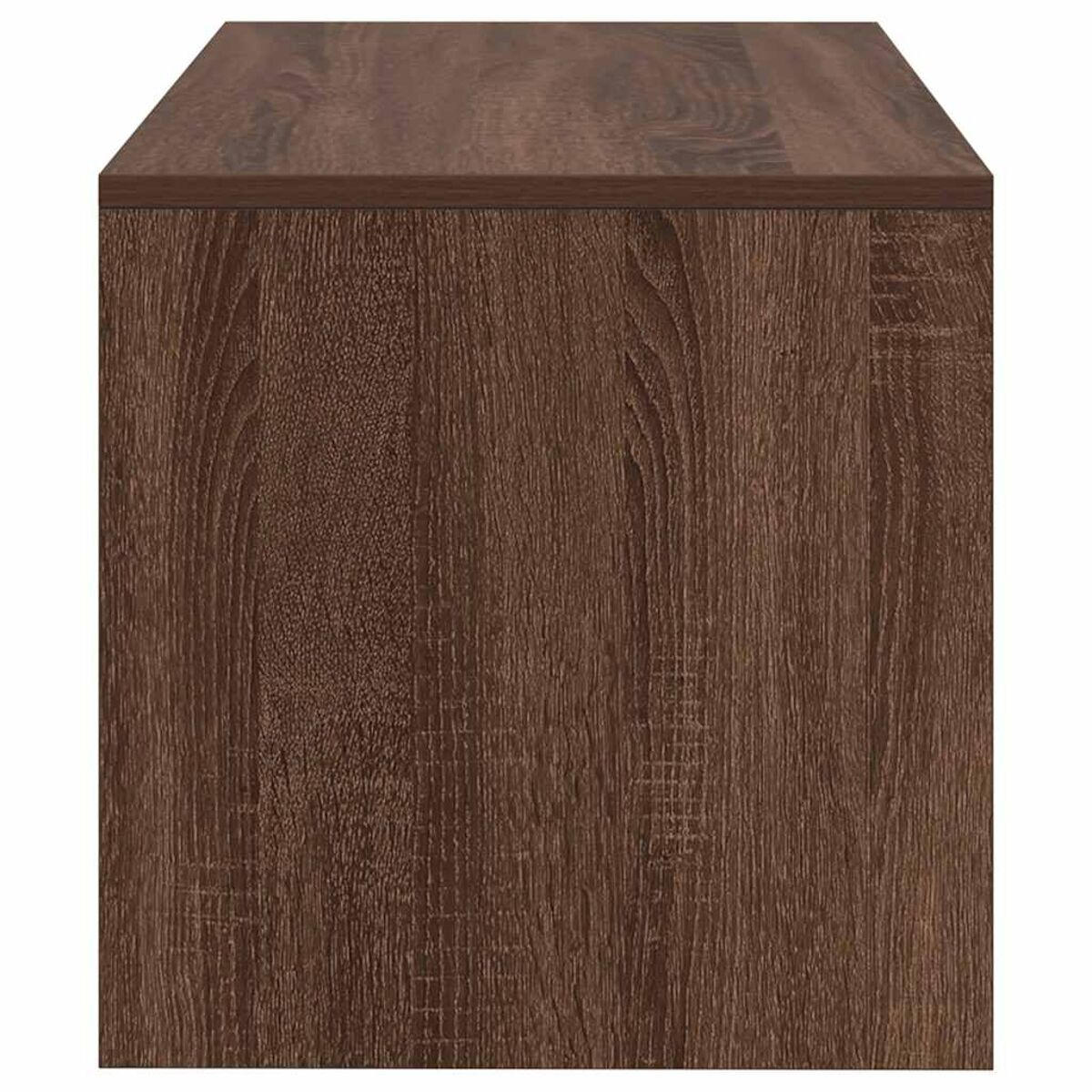 Un mueble de madera marrón con veta visible.