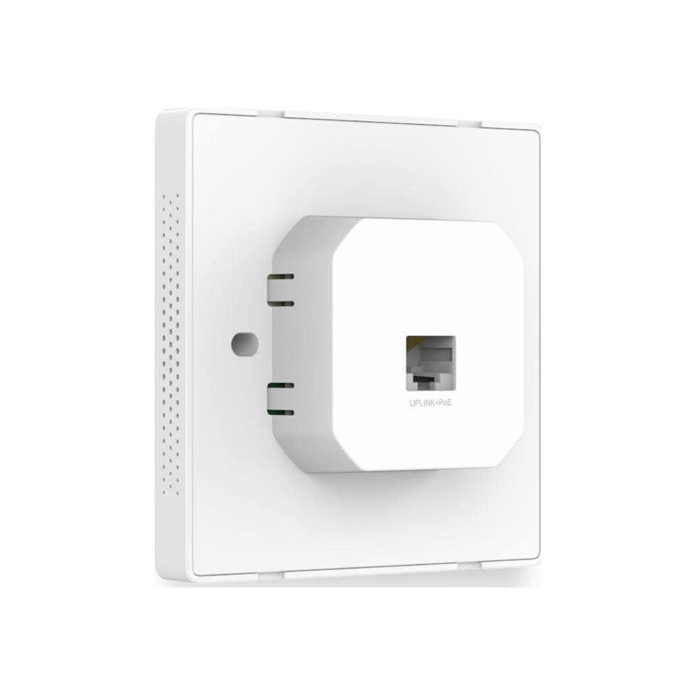 Un port réseau blanc avec étiquette PoE et port Ethernet.