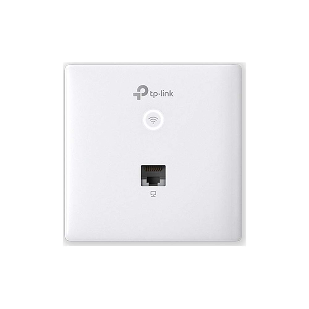 Appareil TP-Link blanc avec symbole Wi-Fi et port Ethernet.