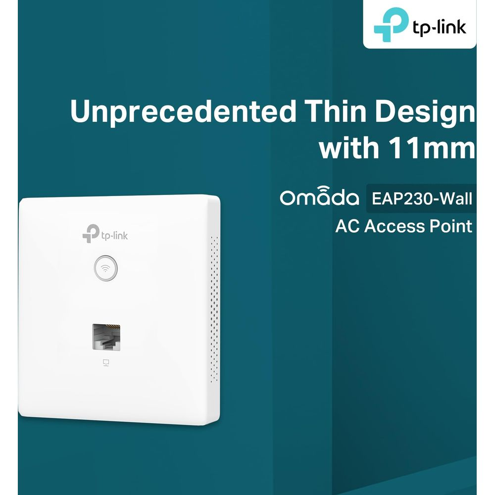Point d'accès AC TP-Link Omada EAP230-Wall blanc au design fin.