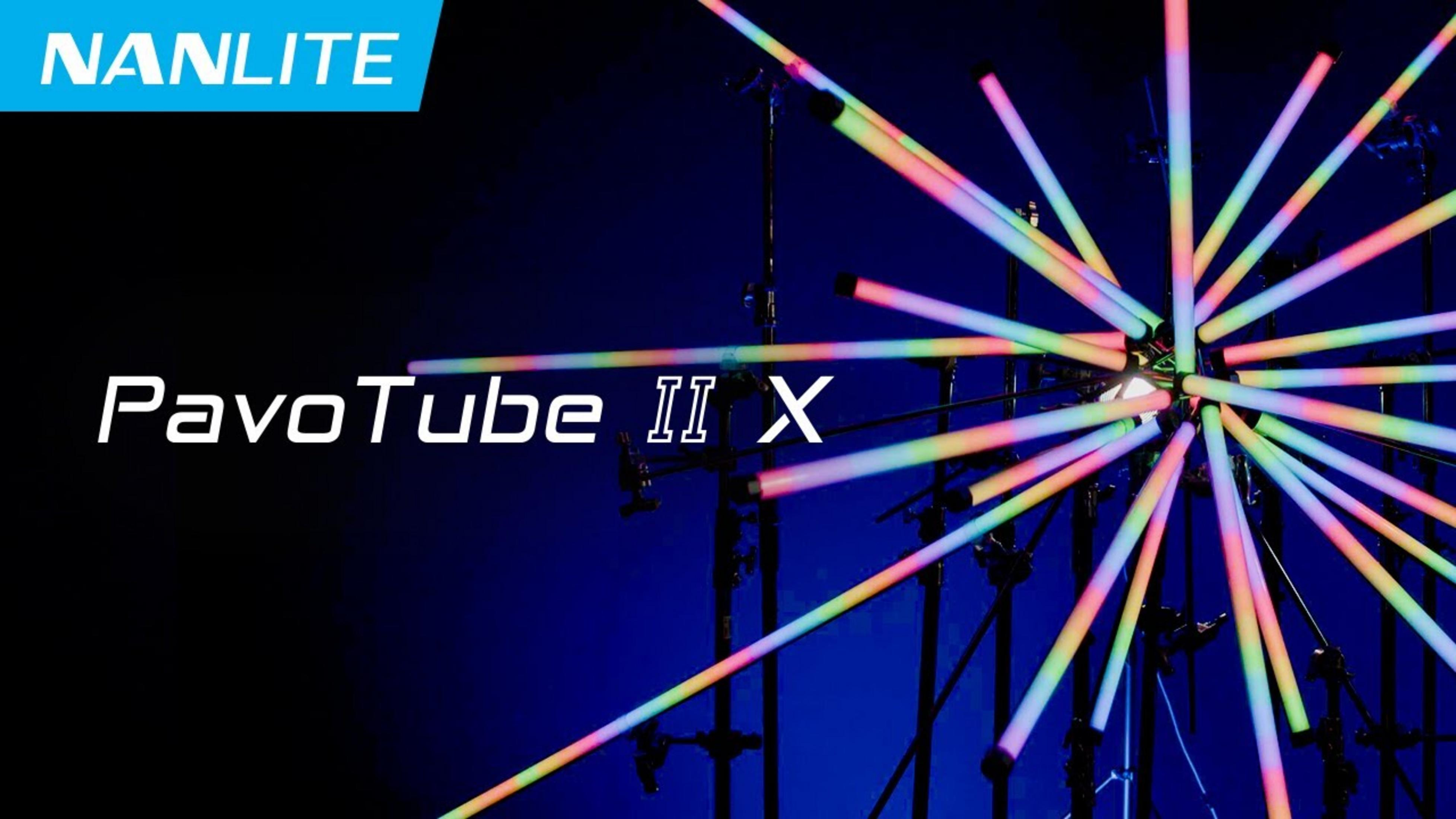 Nanlite PavoTube II X: Veel kleurrijke buislampen die uitstralen vanuit een centraal punt.