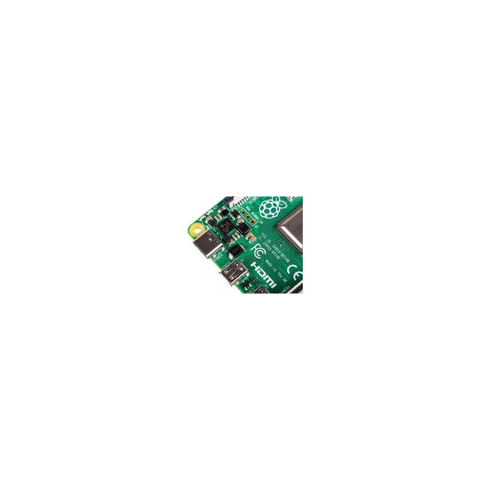 Una scheda madre Raspberry Pi verde con porta HDMI e marchio CE.