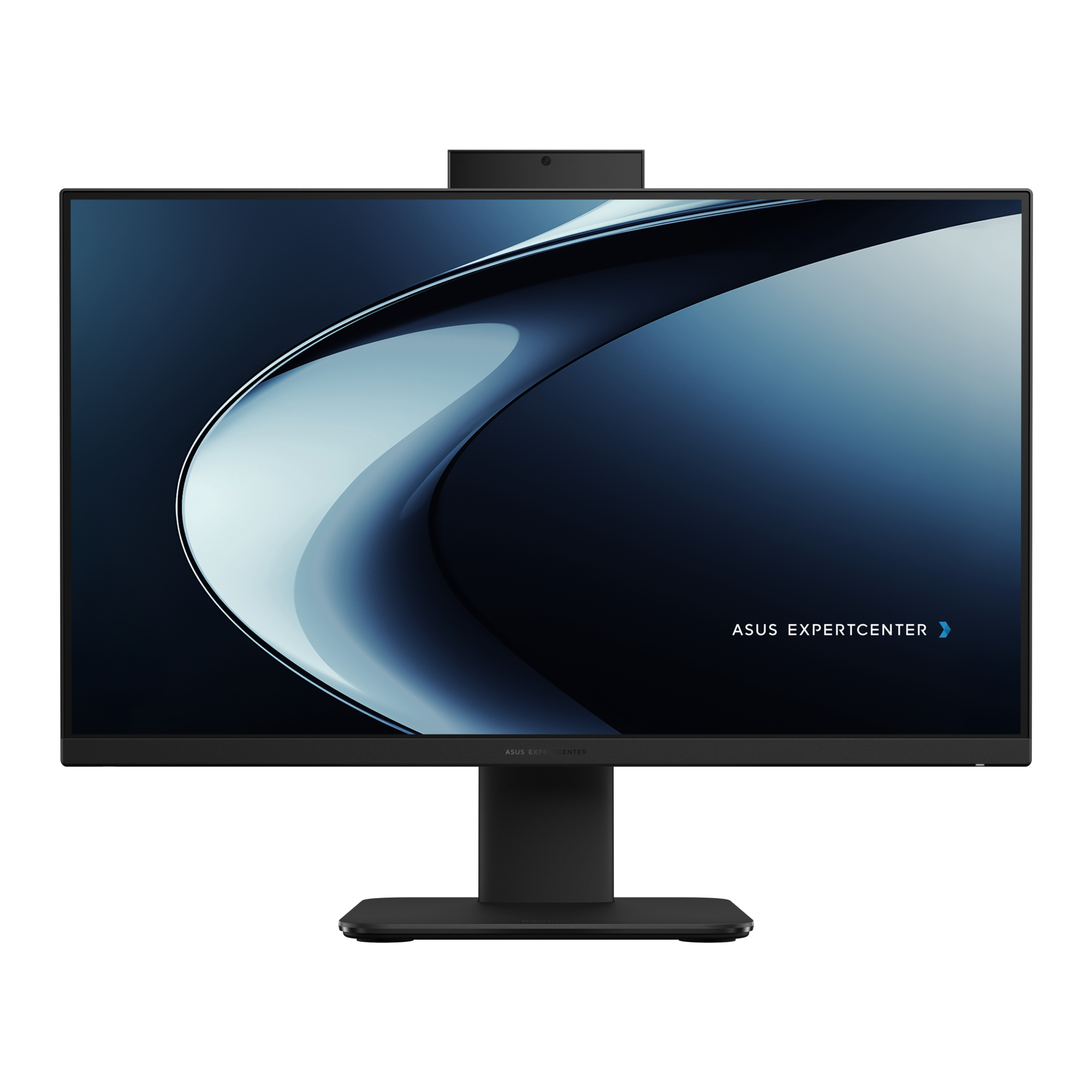 PC All-in-One ASUS ExpertCenter nero con fotocamera sullo schermo.