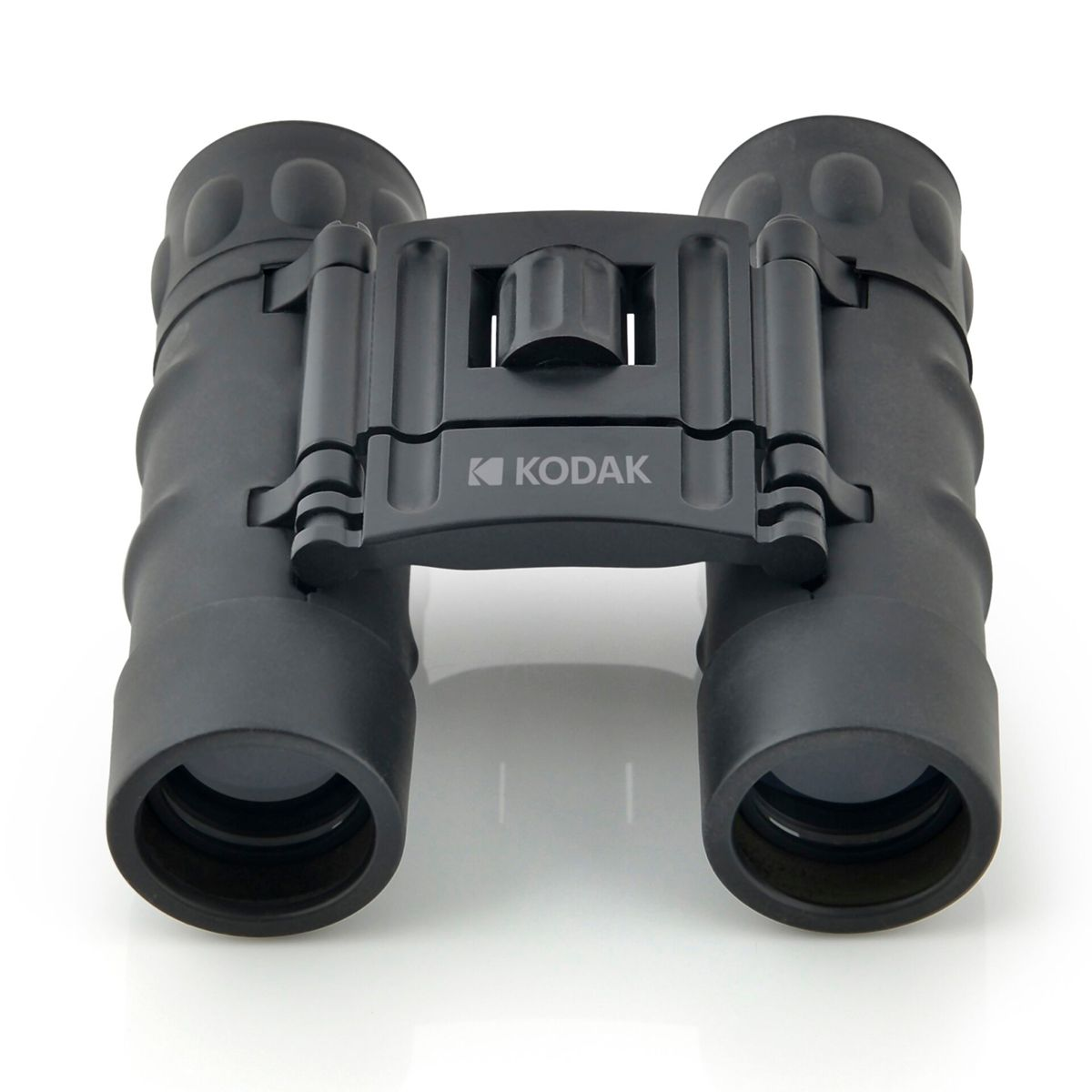 Binocolo nero marca Kodak con rotella di messa a fuoco e cerniera.