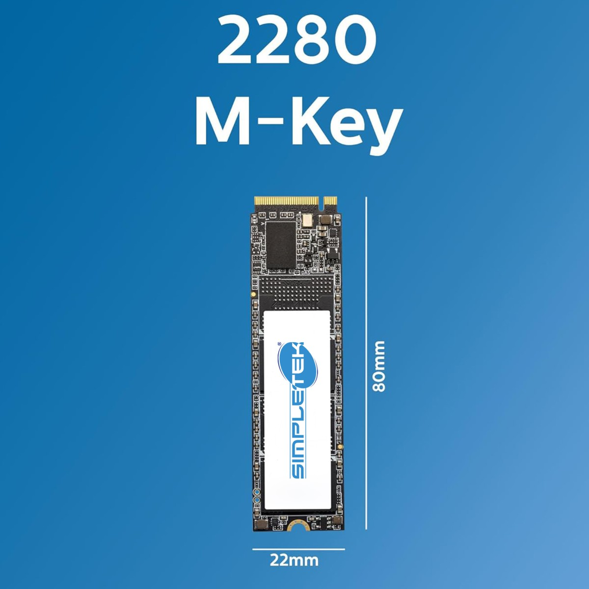 Un SSD 2280 M-Key, lungo 80mm e largo 22mm.