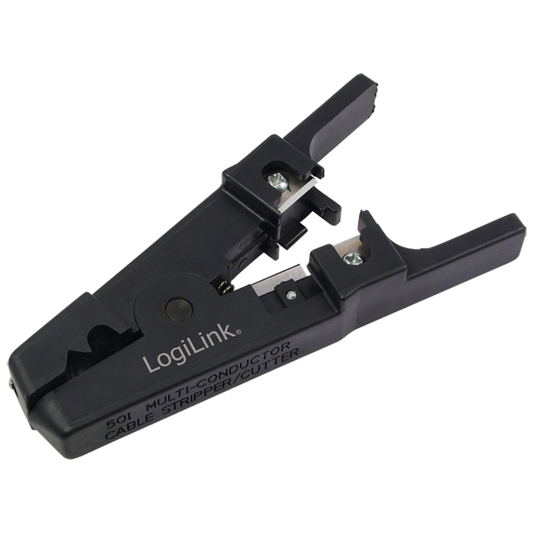 Pinza spelafili e tagliacavi LogiLink nera con lame.