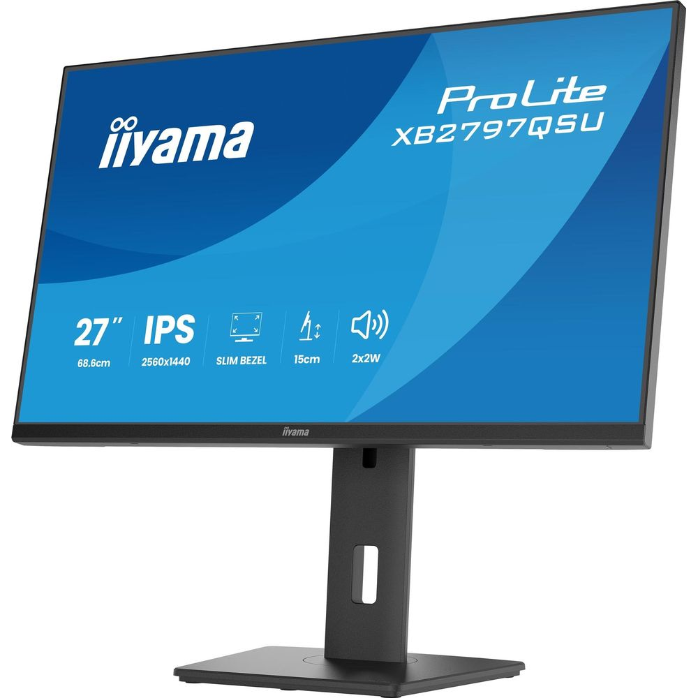 Iiyama ProLite monitor: 27-inch IPS, 2560x1440, slanke rand, 15cm hoogteverstelling, 2x2W speakers.