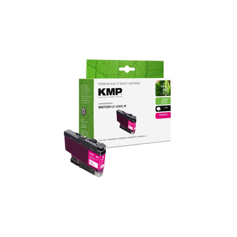 Cartuccia d'inchiostro KMP magenta per cartuccia stampante Brother LC-426XL M con imballaggio.