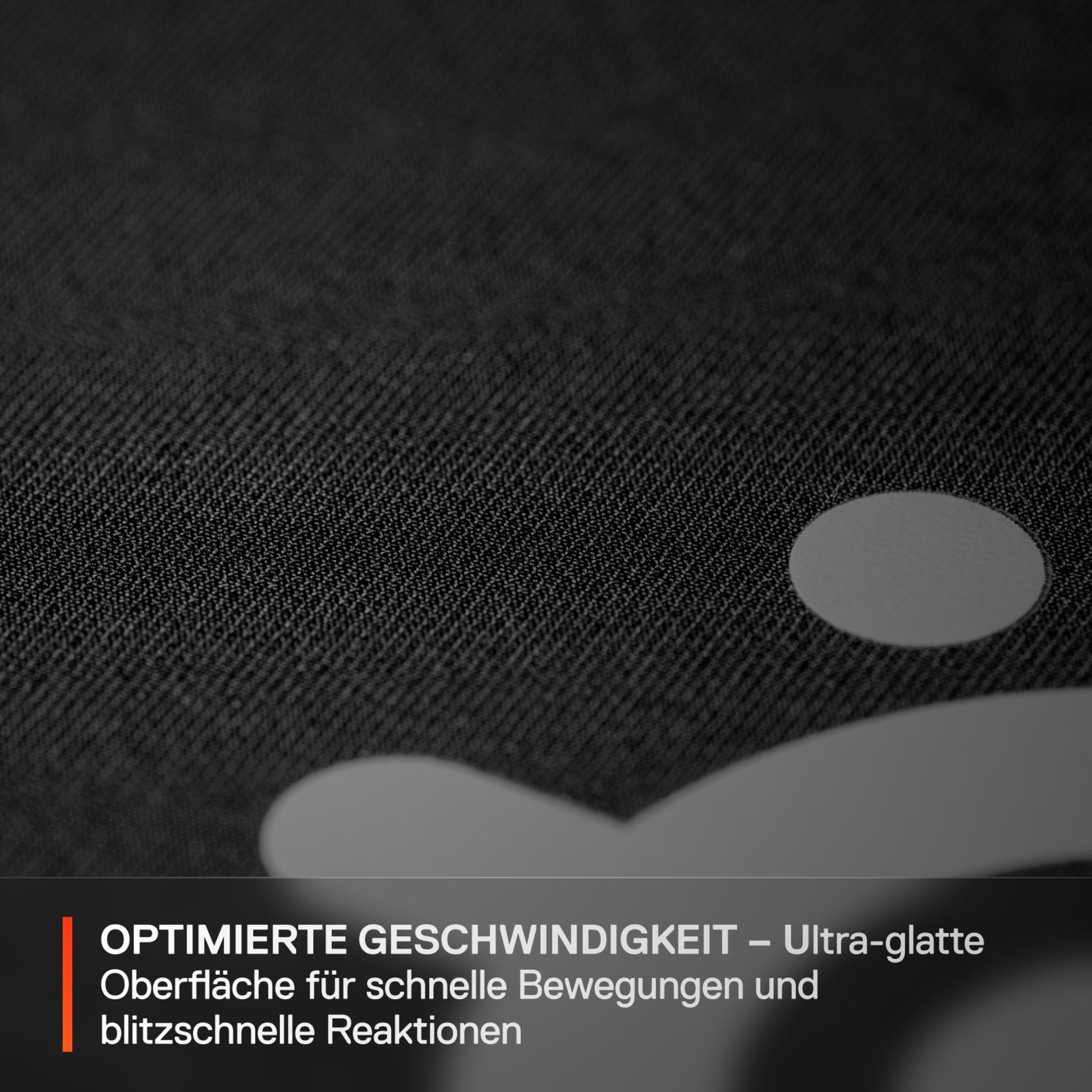 Surface noire avec deux cercles blancs et du texte.