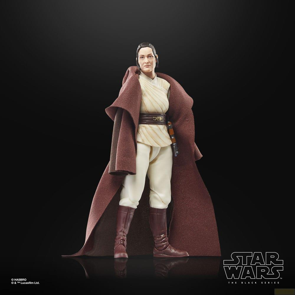 Figura de acción de Obi-Wan Kenobi con túnica blanca y capa marrón.