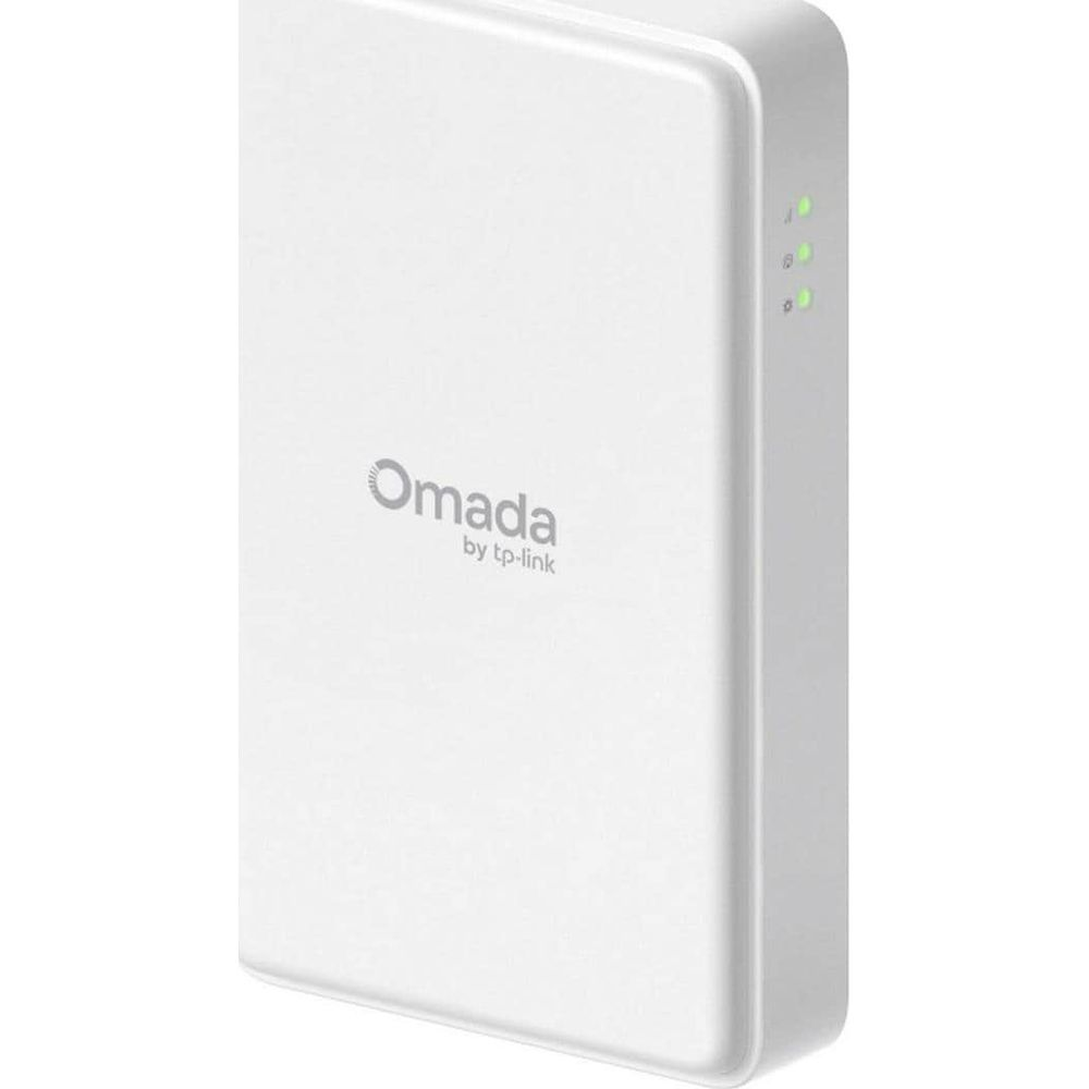 Un appareil blanc Omada TP-Link avec des voyants LED verts sur son côté.