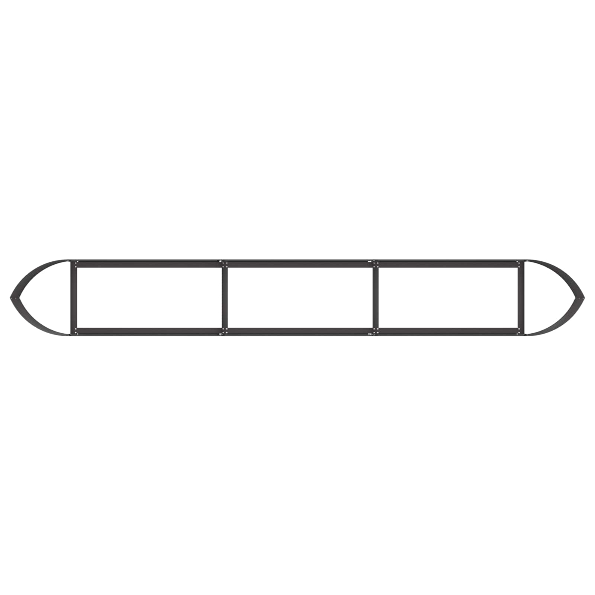 Ein schwarzer, rechteckiger Rahmen mit drei weißen Feldern, oval geformt.