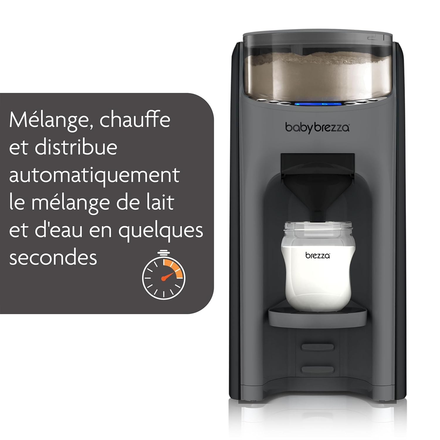 Babybrezza-Gerät mischt, erwärmt und gibt Milchpulver und Wasser in Sekunden aus.