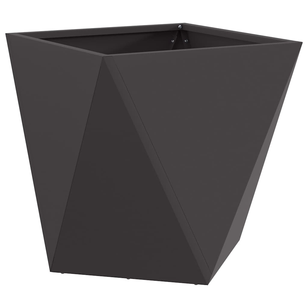 Un fioriera geometrica scura con lati poligonali.