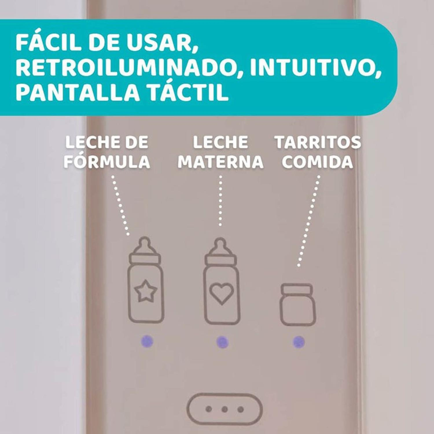 Dispositivo con icone per formula, latte materno e cibo. Facile da usare.